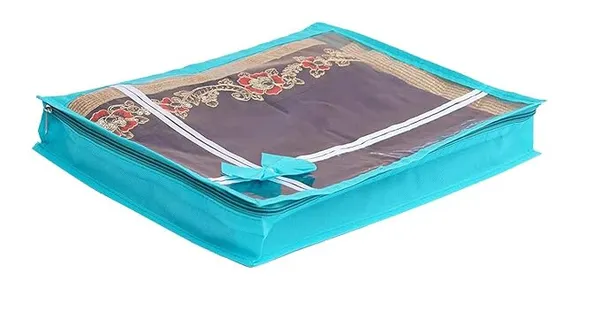 Pack_Of_9_|_Non_Woven_Transparent_View_Flower_Design_Attractive_Bow_Saree_Cover_Bag_With_Stainless_Steel_Zip_Lock,_Cloth_Cover,_Wardrobe_Organizer_|_Sky