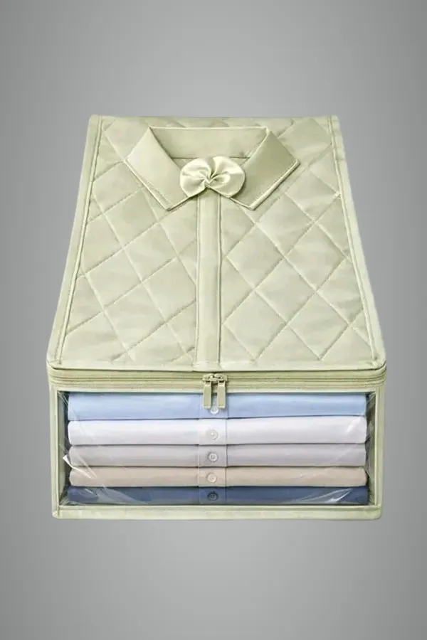 Quilted_Fabric_Shirt_Storage_Box_With_Transparent_Window_-_Beige/Cream