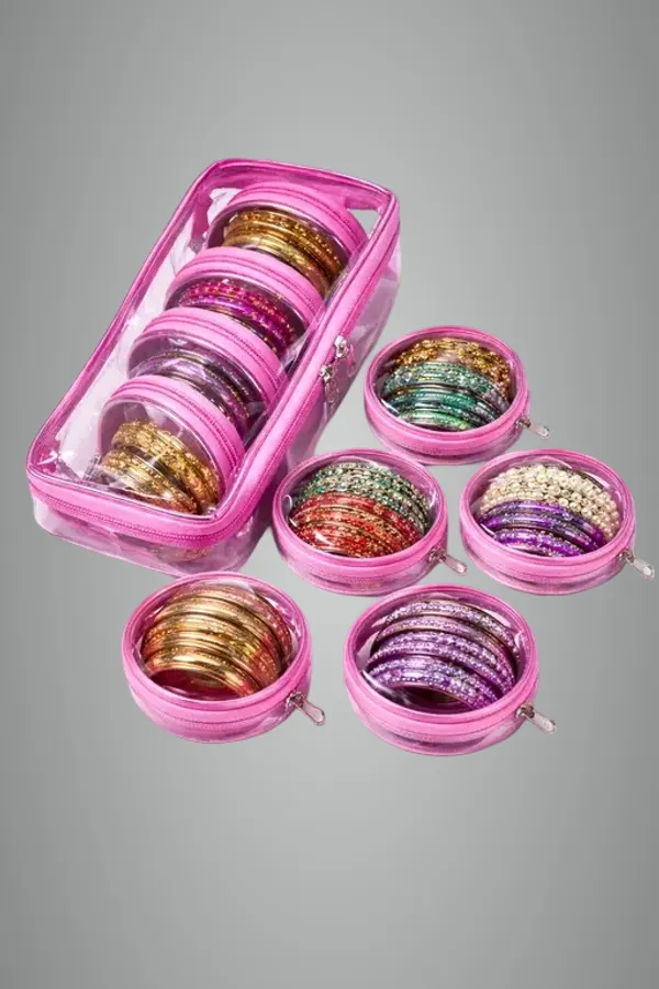 Glitter_Bangle_Storage_Case_Set_With_5_Transparent_Containers_-_Pink