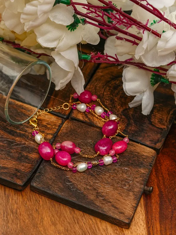 Premium_Rose__Agate_and_Pearl_Bracelet_for_Everyday_Elegance_&_Party_Styling