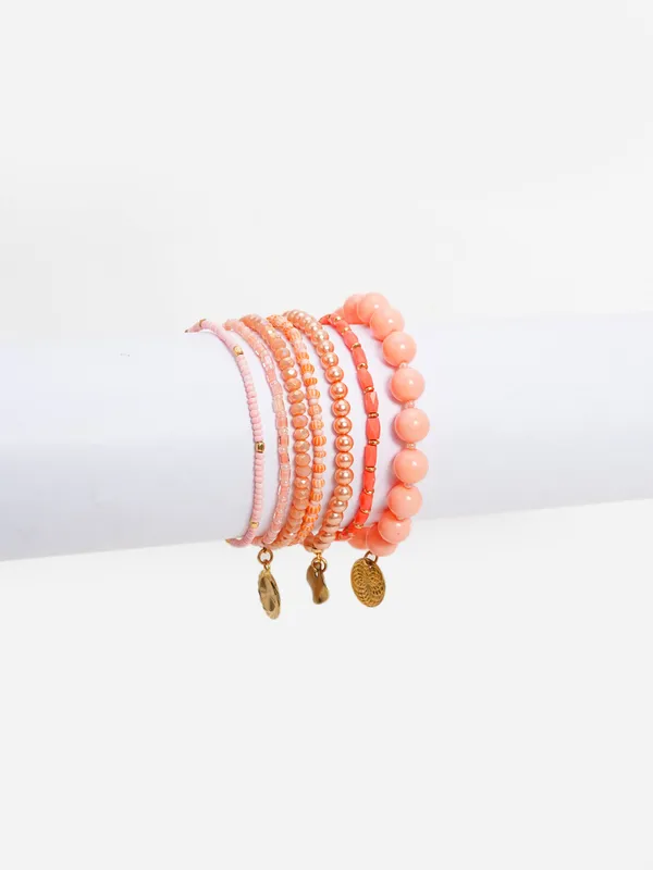 Peach_Sorbet_Pastel_Beaded_Bracelet_Stack_Set