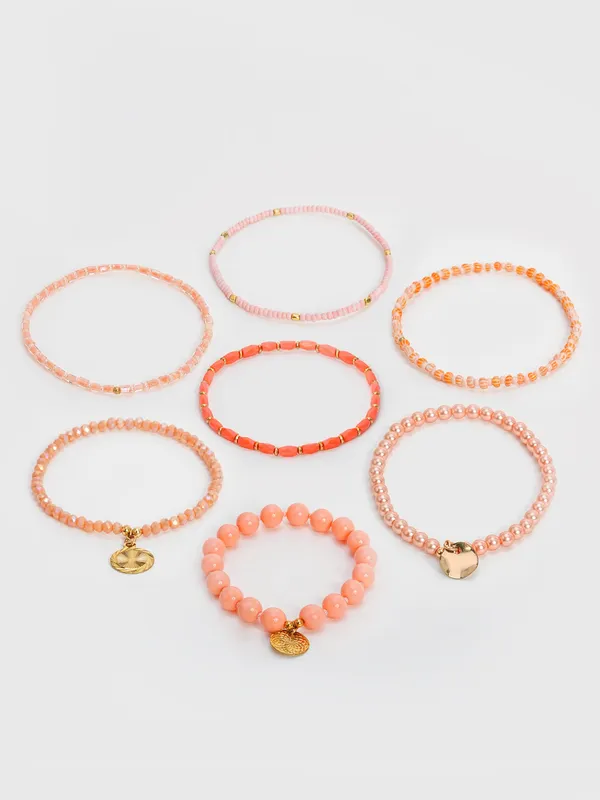 Peach_Sorbet_Pastel_Beaded_Bracelet_Stack_Set