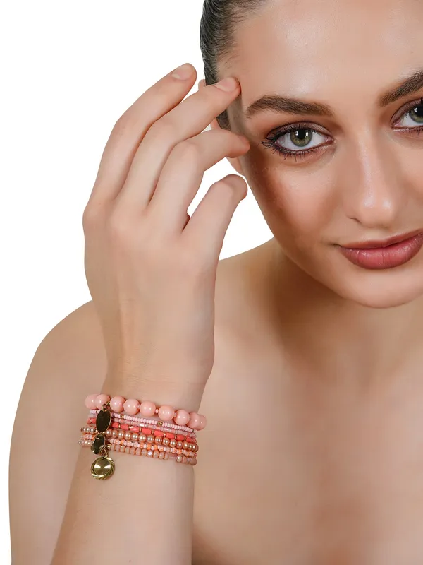 Peach_Sorbet_Pastel_Beaded_Bracelet_Stack_Set