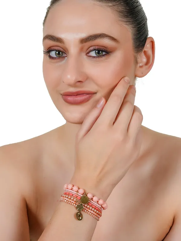 Peach_Sorbet_Pastel_Beaded_Bracelet_Stack_Set