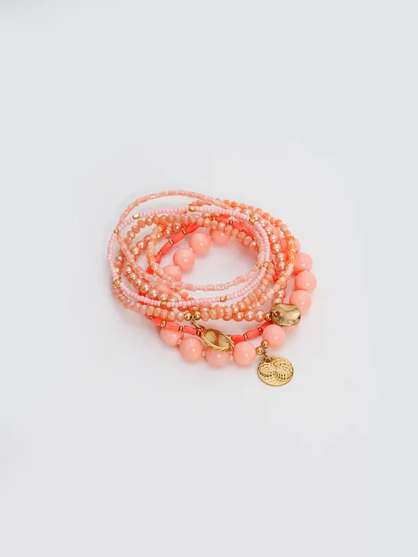 Peach_Sorbet_Pastel_Beaded_Bracelet_Stack_Set