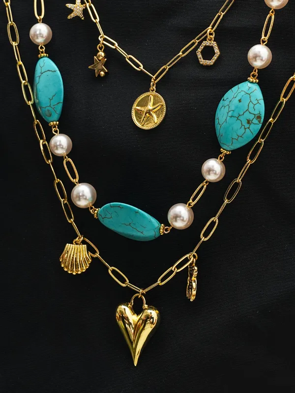 Basraa_Turquoise_Pearl_Layered_Necklace_With_Golden_Charms