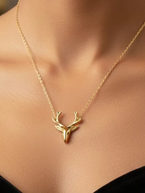 Basraa_92_5_Sterling_Silver_Deer_Motif_Gold_Plated_Pendant_Necklace