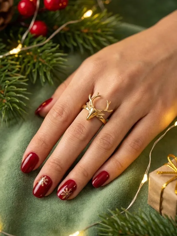 Basraa_92_5_Sterling_Silver_Reindeer_Motif_Gold_Plated_Ring