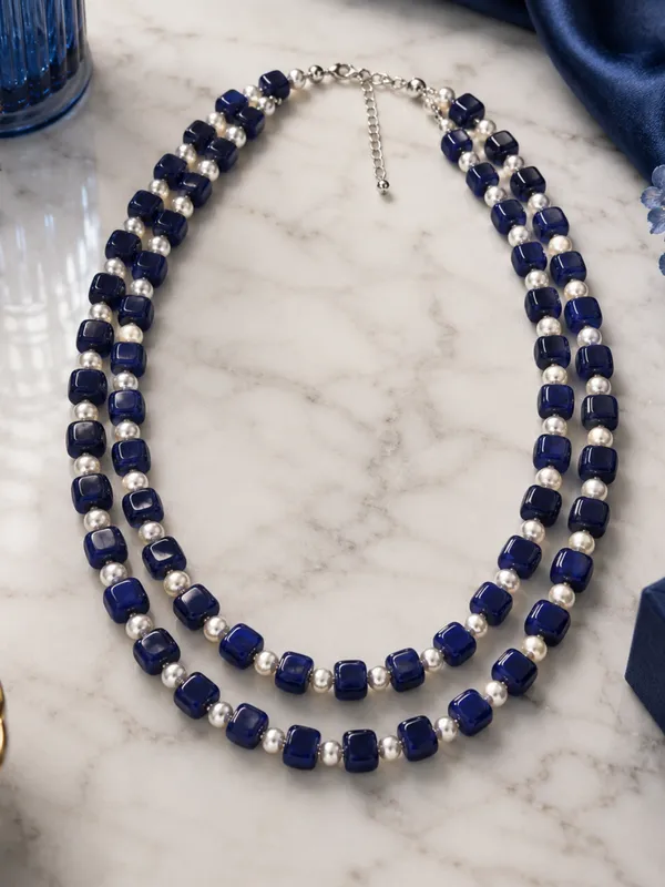 Basraa_Blue_Stone_&_Pearl_Double_Strand_Statement_Necklace