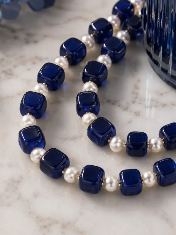 Basraa_Blue_Stone_&_Pearl_Double_Strand_Statement_Necklace
