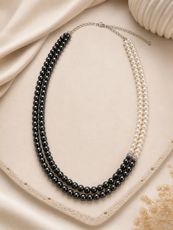 Black_N_White_Pearl_Double_Layered_Necklace_