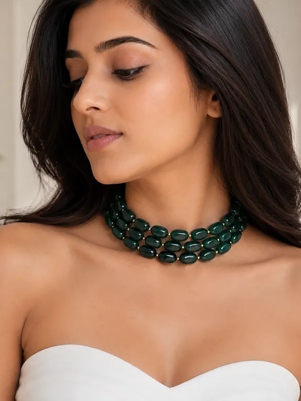 Emerald_Green_Agate_Triple_Strand_Choker_Necklace