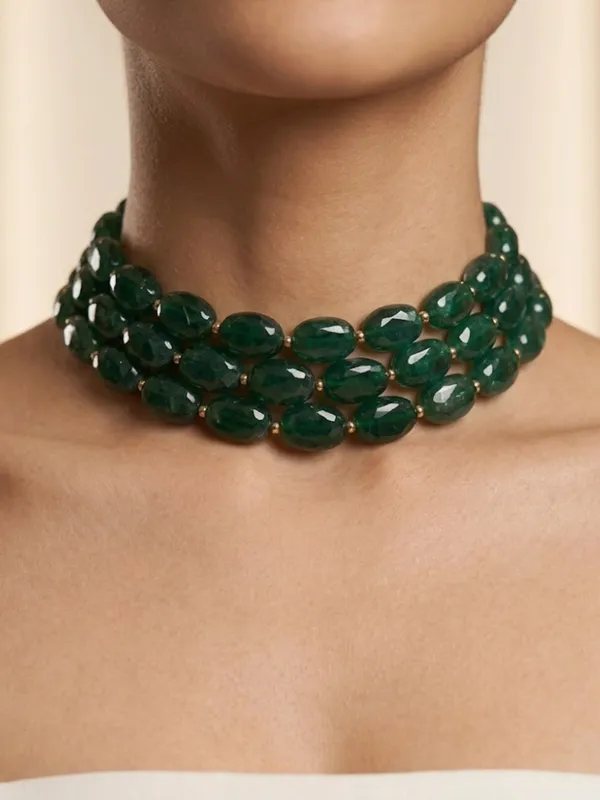Emerald_Green_Agate_Triple_Strand_Choker_Necklace