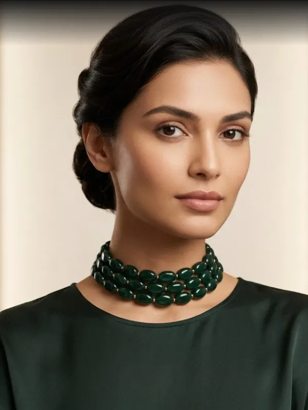 Emerald_Green_Agate_Triple_Strand_Choker_Necklace