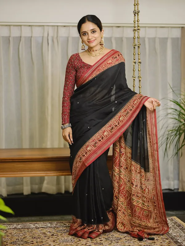 BLACK_:BIHAR_MULCOTTON_SAREE