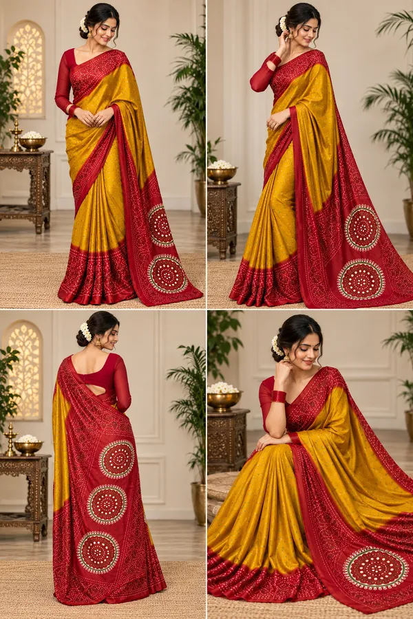 MUSTARD_AND_RED_MODAL_SILK__JAIPURI_BANADHANI_SAREE