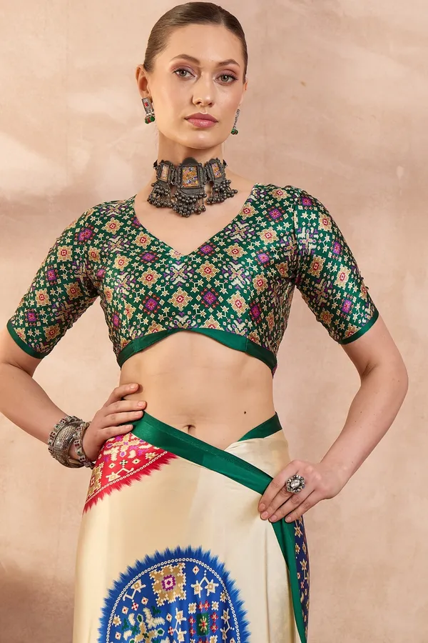 New_Semi_Green_Gajji_Bandhej_New_Super_Lagdi_Pure_Gajji_Soft_Silk_Saree