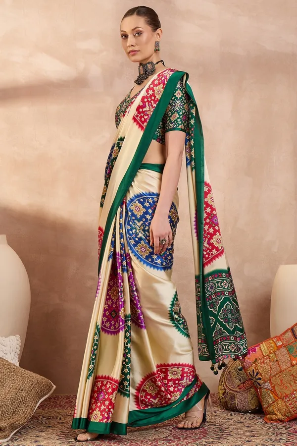 New_Semi_Green_Gajji_Bandhej_New_Super_Lagdi_Pure_Gajji_Soft_Silk_Saree