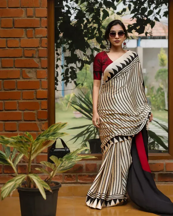 Pure_Ajrakh_Red_Bindi_Modal_Silk_Saree
