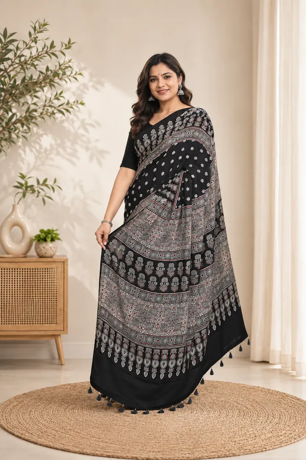 Ajrakh_Roman_Black_Handblock_Modal_Silk_Saree