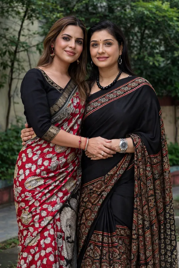 Pure_Red_And_Black_Mangalkari_Dolaa_And_Pure_Ajrakh_Semi_Modal_Silk_Saree