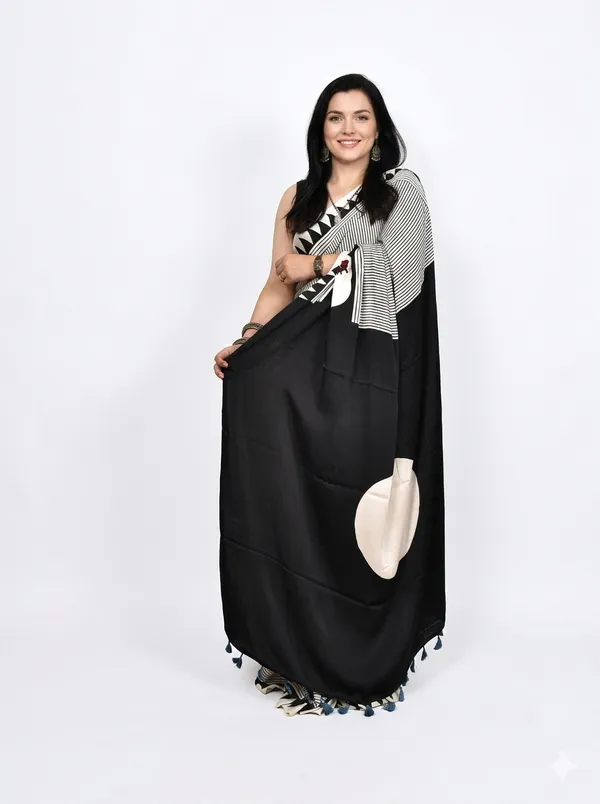 Ajrakh_Black_Handblock_Modal_Silk_Saree.