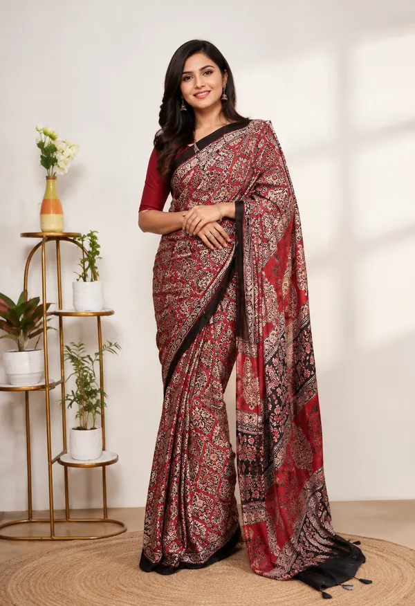 Red_Ajrakh_Printed_Soft_Gaji_Silk_Natural_Print_Saree_For_Women