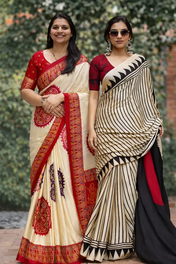 Pure_Ajrakh_Red_Bindi_Modal_And_Pure_Semmi_Gajji_Patola_Print_Silk_Saree