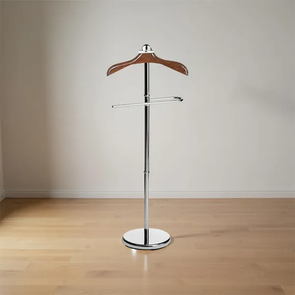 Chrome_Silver_Stainless_Steel_And_Wood_Premium_Coat_Rack_For_Wardrobe