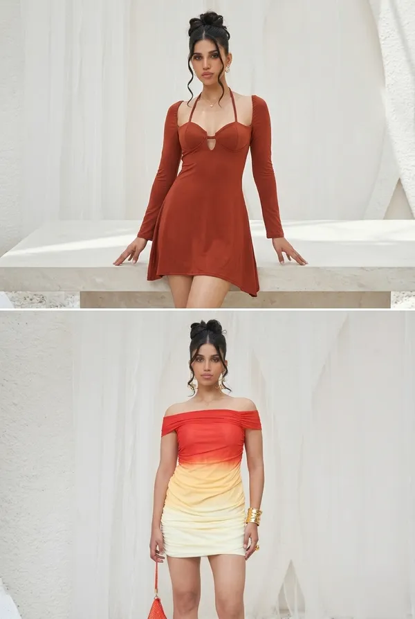 Sunset_Spice_Dress_-__Cherry_Red_|_Chilly_Drama_Dress_-_Chilli_Oil_Red_(Pack_Of_2)