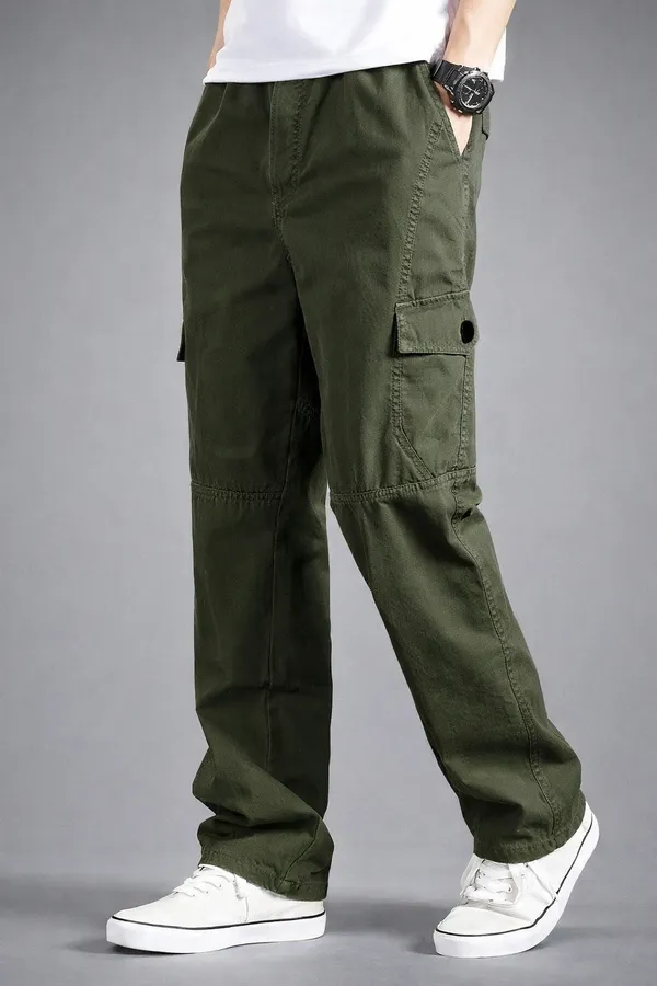 Green_Cotton_Cargo_Pant_For_Men
