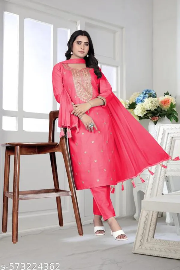 Pink_Cotton_Premium_Kurta_Set_For_Women