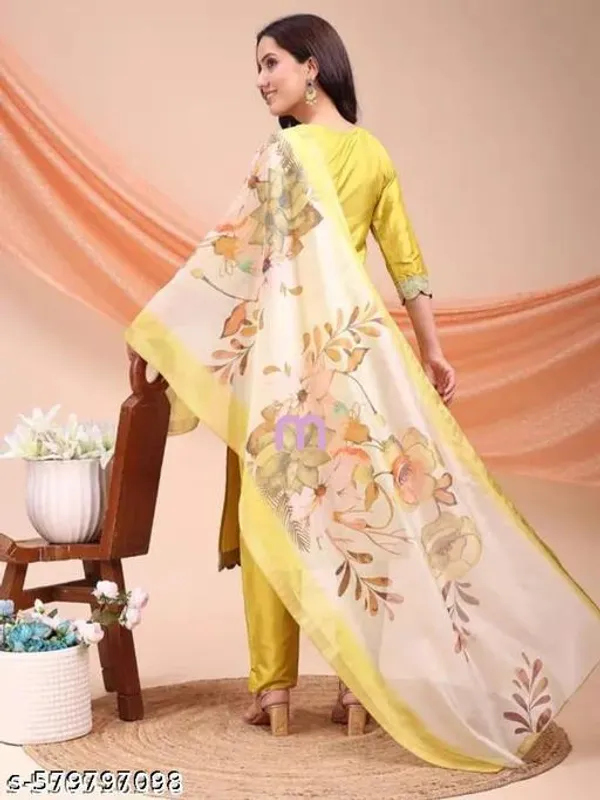 Lemon_Yellow_Cotton_Premium_Kurta_Set_For_Women