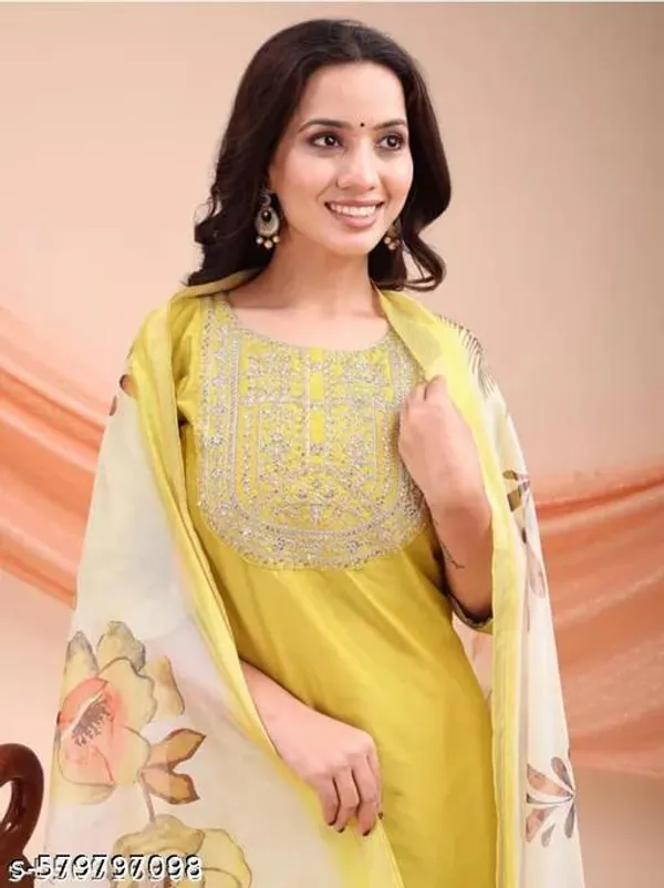 Lemon_Yellow_Cotton_Premium_Kurta_Set_For_Women