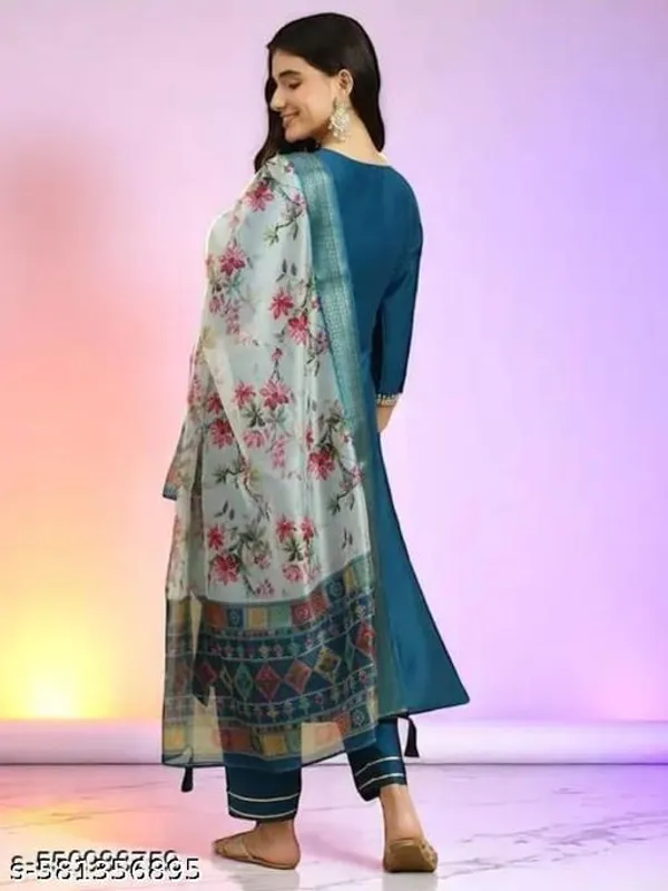 Teal_Blue_Cotton_Premium_Kurta_Set_For_Women