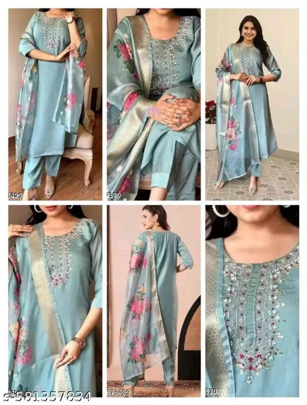 pastel_teal_Cotton_Premium_Kurta_Set_For_Women