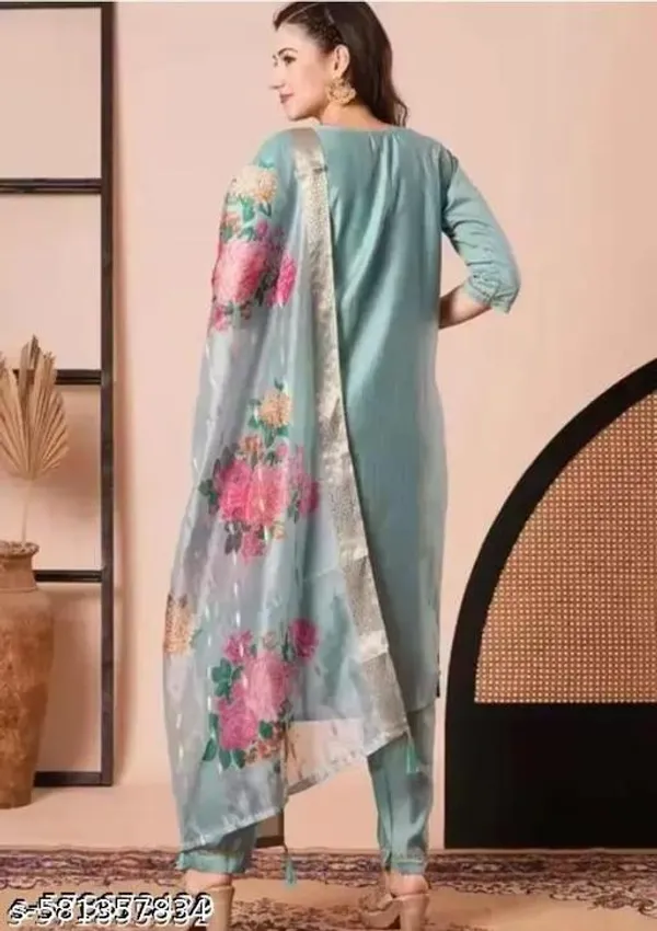 pastel_teal_Cotton_Premium_Kurta_Set_For_Women
