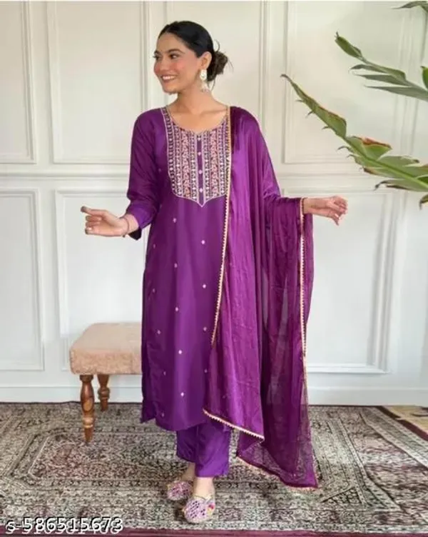 Purple_Cotton_Premium_Kurta_Set_For_Women