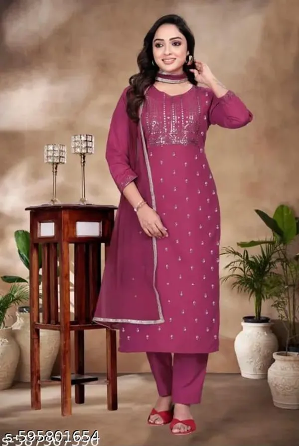 Maroon_Cotton_Premium_Kurta_Set_For_Women