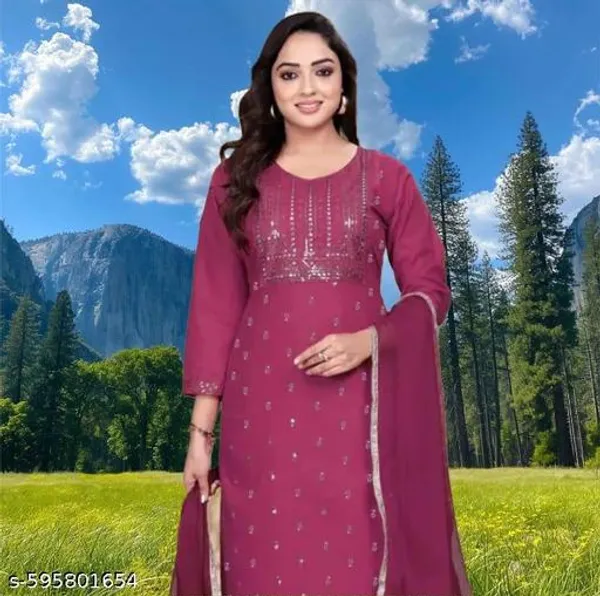 Maroon_Cotton_Premium_Kurta_Set_For_Women