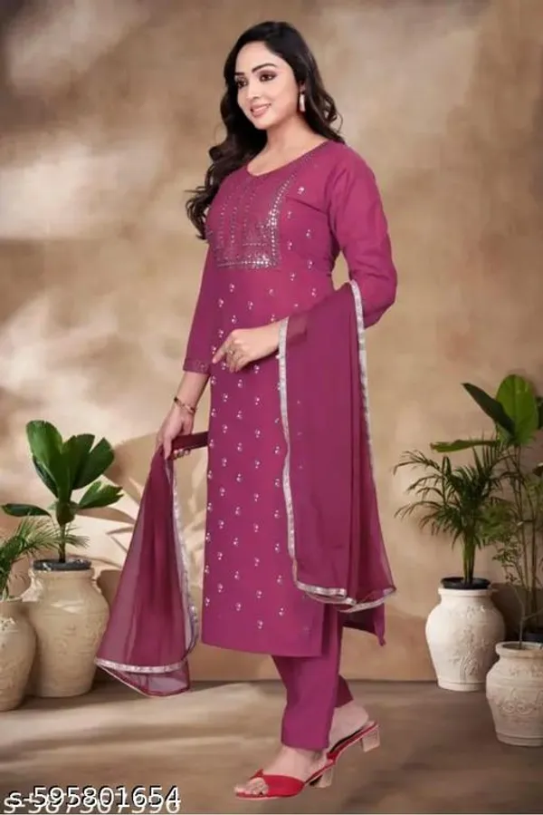 Maroon_Cotton_Premium_Kurta_Set_For_Women