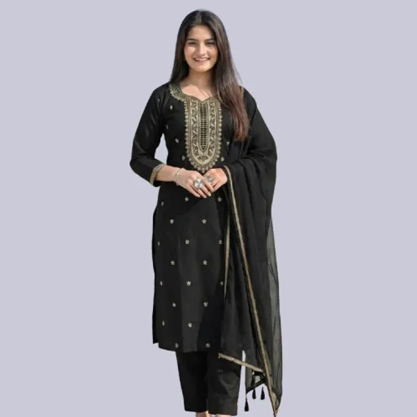 Black_Cotton_Premium_Kurta_Set_For_Women
