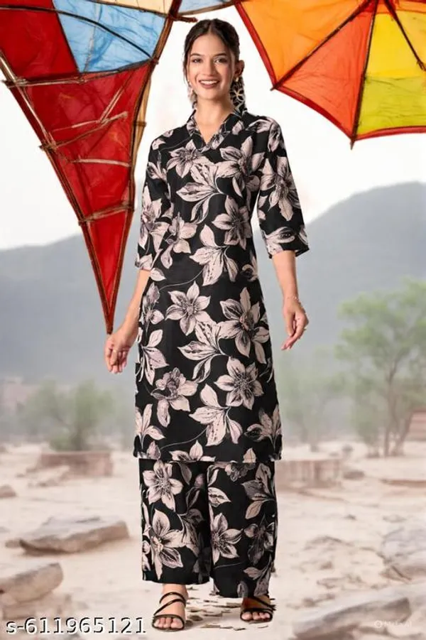 Black_Rayon_Cotton_Premium_Kurta_Set_For_Women