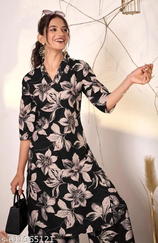 Black_Rayon_Cotton_Premium_Kurta_Set_For_Women