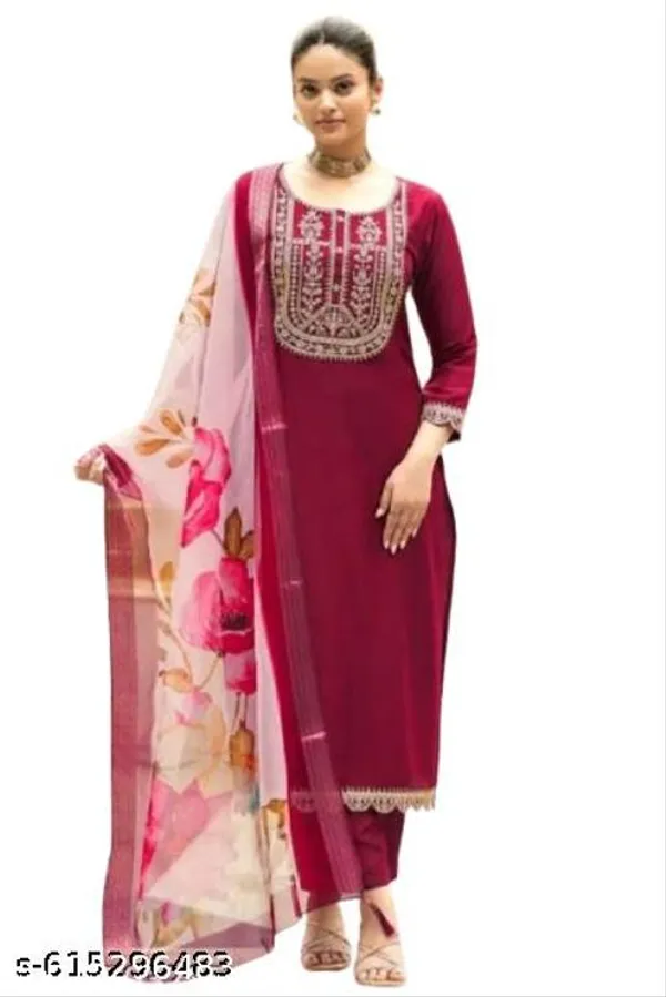 Red_Cotton_Premium_Kurta_Set_For_Women