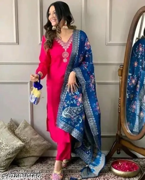 Pink_Cotton_Premium_Kurta_Set_For_Women