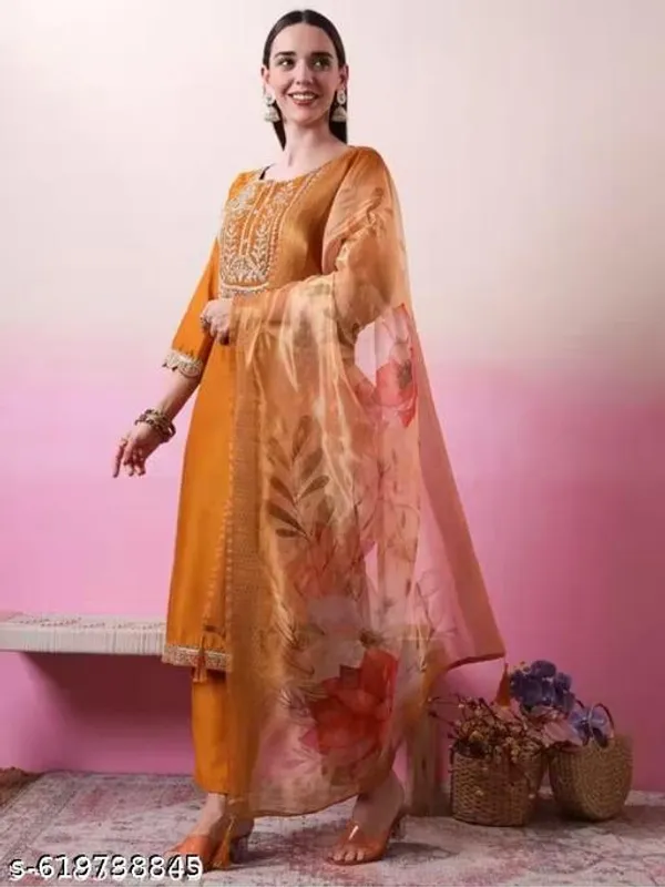 Orange_Cotton_Premium_Kurta_Set_For_Women