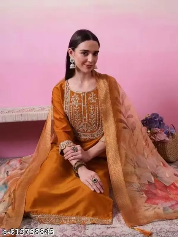 Orange_Cotton_Premium_Kurta_Set_For_Women