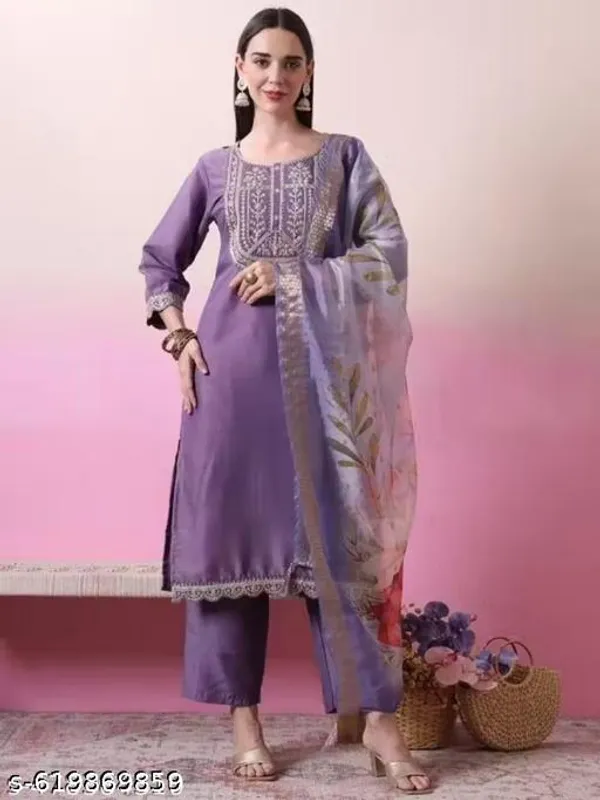 Lavender_Cotton_Premium_Kurta_Set_For_Women