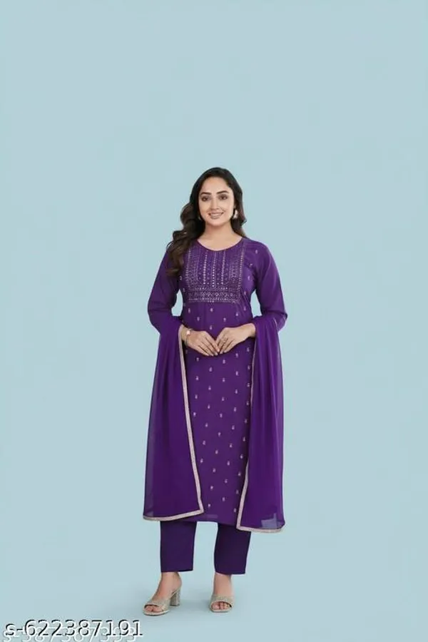 Purple_Cotton_Premium_Kurta_Set_For_Women